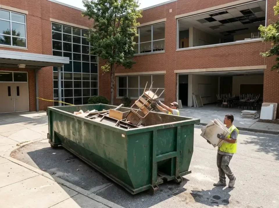 school-campus-renovation-debri-013 — before and after result, Roll-Off Dumpster Rental in United States